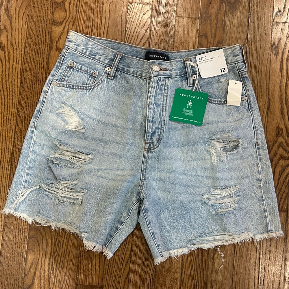 Aeropostale Light Blue Ripped Jean Shorts Size 12